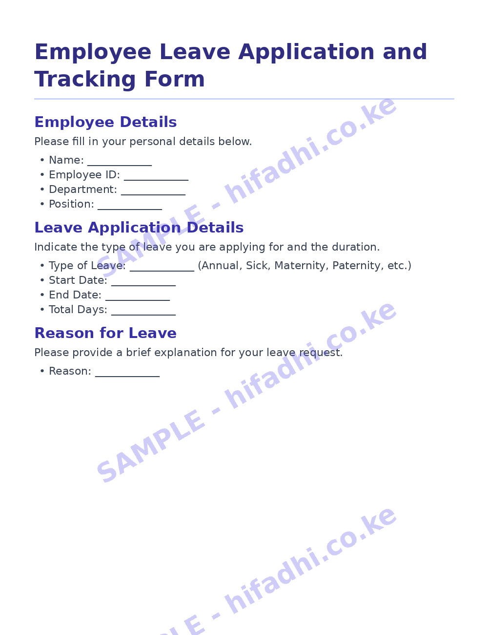 Employee Leave Application and Tracking Form